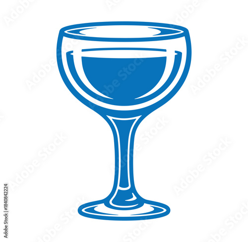 Elegant blue wine glass illustration perfect for wine tasting and beverage themed designs