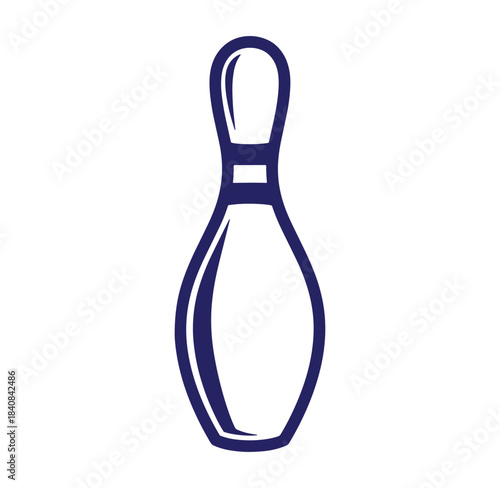 Single blue bowling pin illustration on white background isolated for sport and recreation