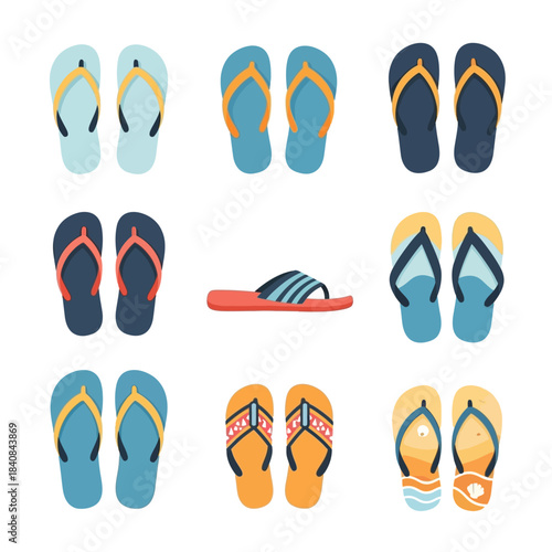 Colorful flip-flop sandal icon
