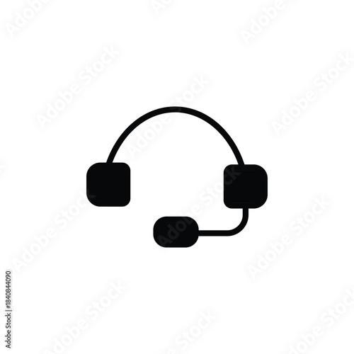 Bold solid headset icon representing customer support, call center service, online communication, and audio devices. Ideal for helpdesk platforms, tech apps, business tools, and websites.
