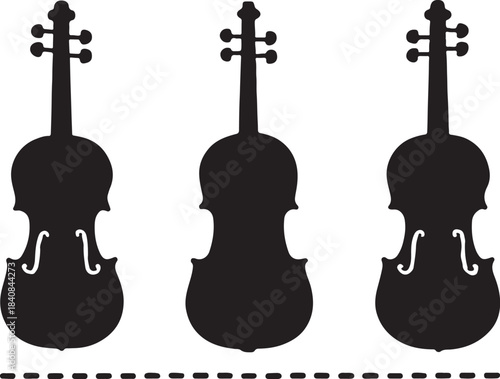 PrintThree silhouetted violins arranged in a row