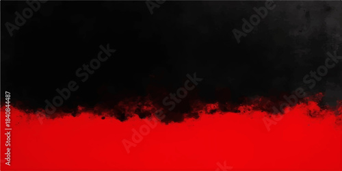 Grunge red paint and black ink splatter texture pattern design on a dark wall background
