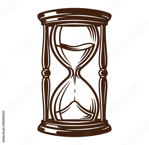 Classic hourglass illustration depicting the passage of time measurement and timeliness concept