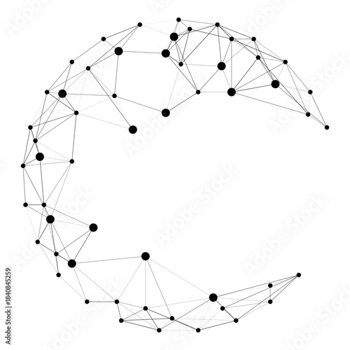 Abstract Crescent Network Structure  Technology and Connection Concept