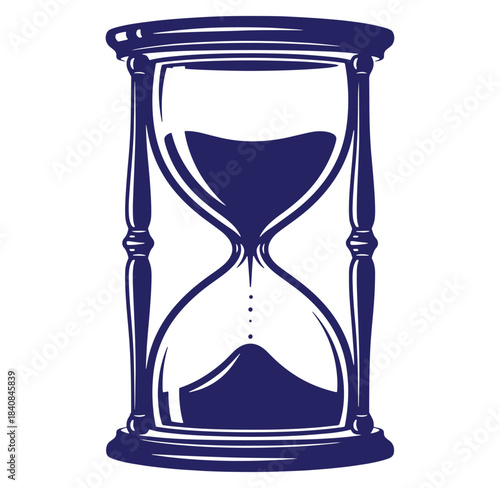 Elegant blue hourglass illustration depicting concepts of time passing and deadlines