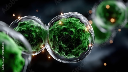 Wallpaper Mural A group of green spheres are shown in a dark background Torontodigital.ca