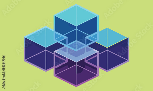 Abstract blockchain data blocks, futuristic digital network security, decentralized ledger technology, cryptocurrency exchange and transparent data concept.