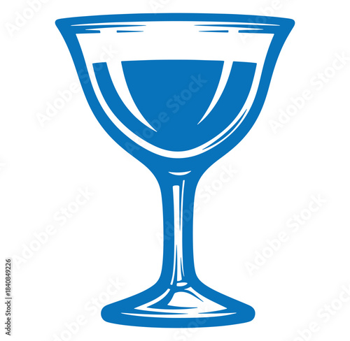 Isolated vector illustration of a blue colored glass with a beverage suitable for various uses.