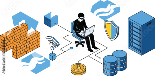 Collection of various electronic components, capacitors, transistors, LEDs, and printed circuit board (PCB) set in technical isometric display.