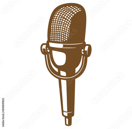 Vintage brown microphone vector illustration isolated on a white background for audio projects