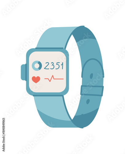 Smart flat smartwatch with minimal style and fitness functionality. Health equipment and activity tracker for gym workout. Perfect wellness accessory for a healthy lifestyle.