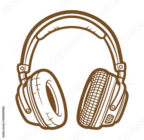 Vector illustration of brown over-ear headphones isolated on a clean white background