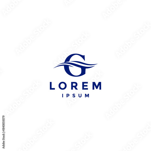 Letter G Floating on Sea Surface Logo Design. Water Wave Lines in the Middle Letter G Logo Design.