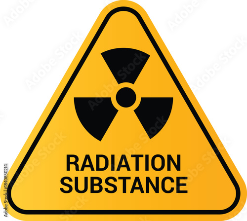 Warning radioactive material warning hazard sign. Radiation material with trefoil symbol for industrial safety use