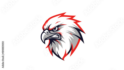 A fierce and aggressive eagle head logo with sharp features and a determined gaze.