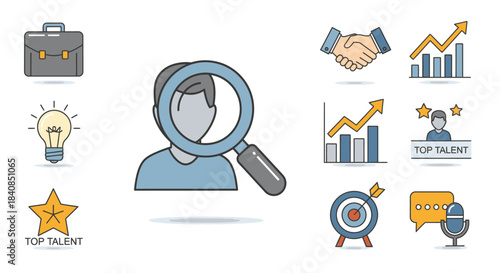 Talent Acquisition and Recruitment Concept with Magnifying Glass.