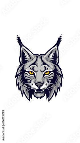 A fierce and detailed illustration of a lynx head with piercing yellow eyes, depicted in a mascot or emblem style.