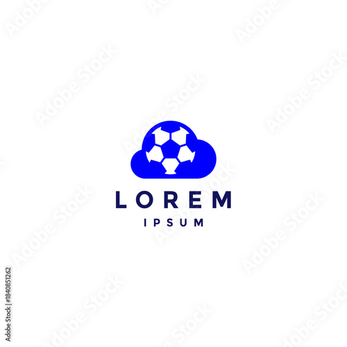 Blue Sky Cloud Soccer Logo Design. Soccer Ball Among Blue Clouds Logo Design.