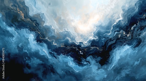 Vibrant Fluid Abstract With Neon Blue and Red Swirls in AI