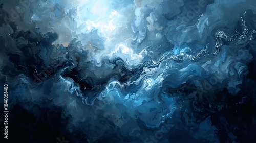 Vibrant Fluid Abstract With Neon Blue and Red Swirls in AI