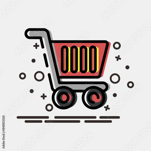 Icon trolley. Black Friday Sale elements. Icon in MBE style.