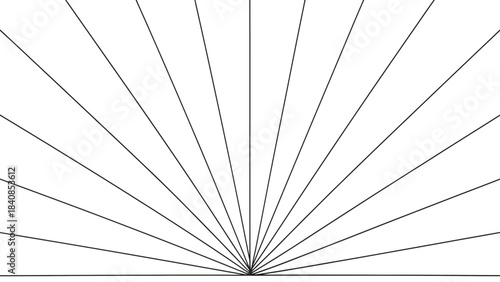 Abstract geometric lines radiating from a central point in black and white