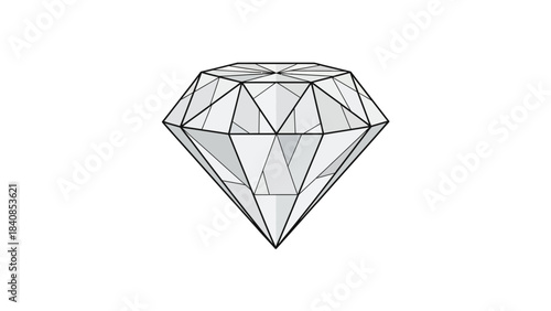 Geometric diamond illustration with clear facets and minimalist style