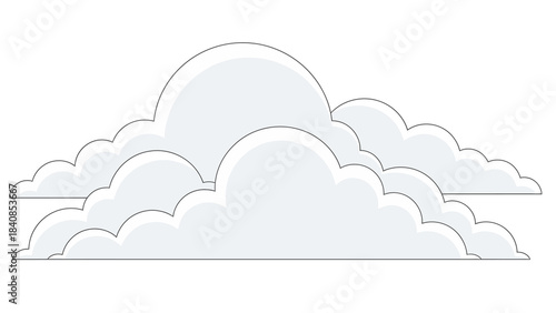 Minimalistic illustration of fluffy clouds in a clear sky