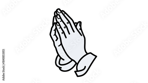 Simple line art of hands in prayer position on white background