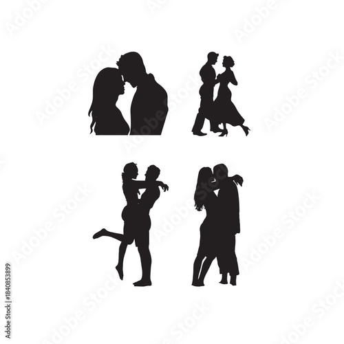 Elegant Silhouette Collection of Couples in Love