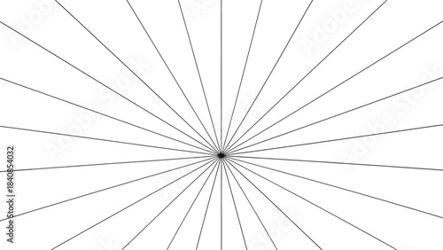 Abstract radial lines converging to a central point on white background