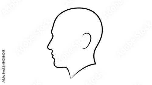 Minimalistic line art profile of a human head silhouette