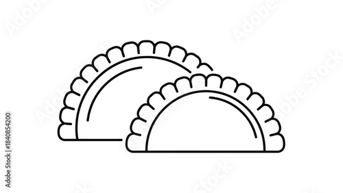 Minimalist line art illustration of two empanadas