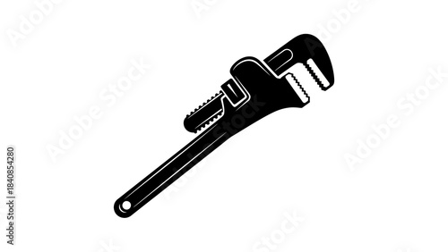 Black and white silhouette of an adjustable wrench tool