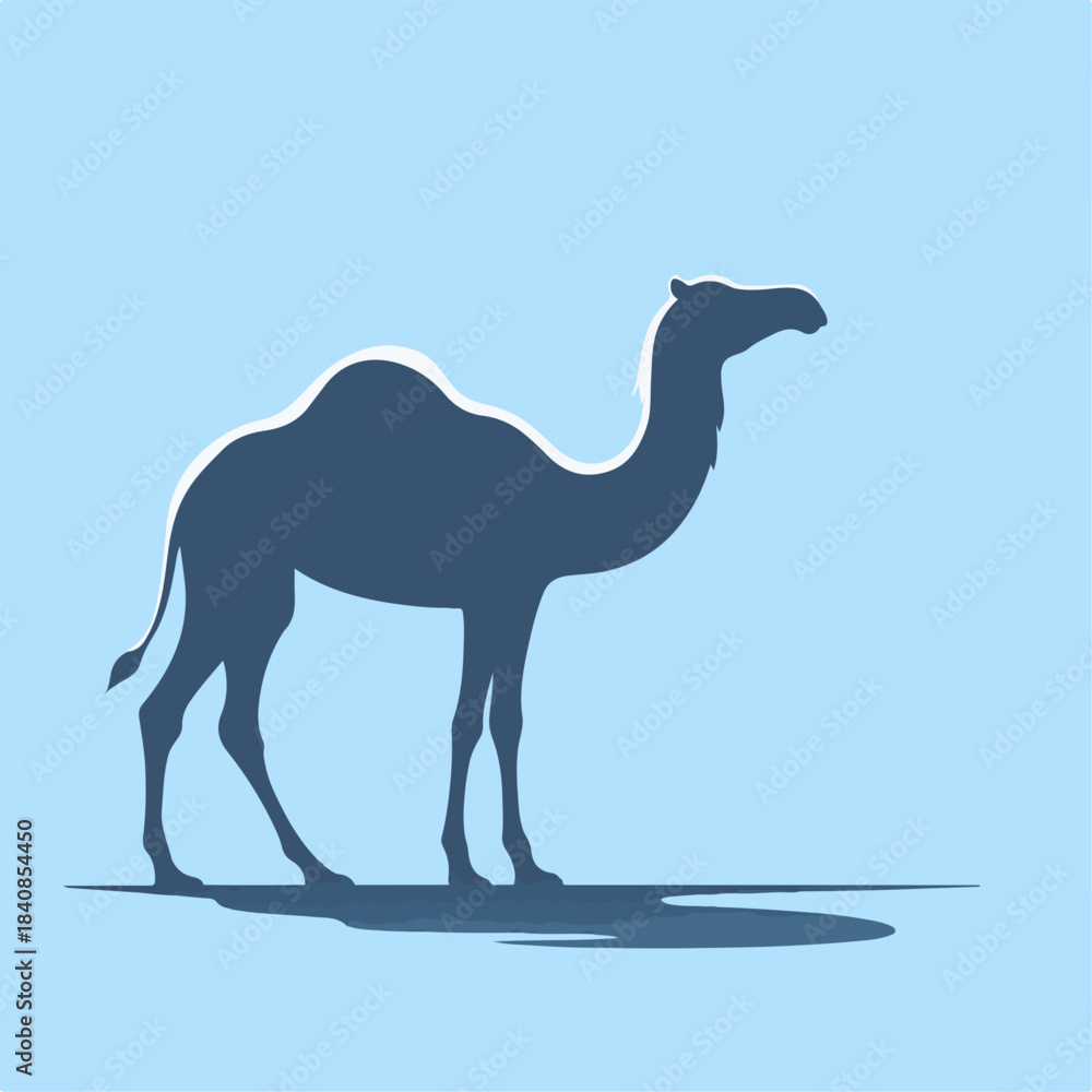 Fototapeta premium blue background camel vector illustration