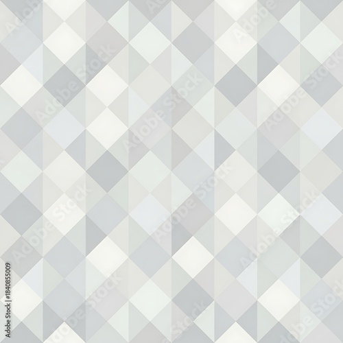 Seamless geometric pattern composed of varying shades of gray and white diamonds