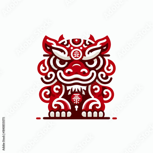 Chinese New Year Barong logo vector illustration