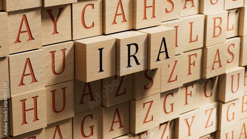 Photos IRA individual retirement account word on wooden blocks block