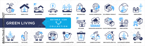 Green Living and Sustainability Icon Collection