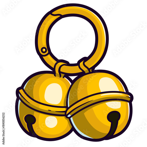 golden cat bells cartoon illustration