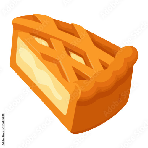 Slice pie traditional homemade food snack sweet flat color vector illustration template design