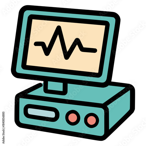 Electrocardiogram electronic element technology flat color vector illustration template design