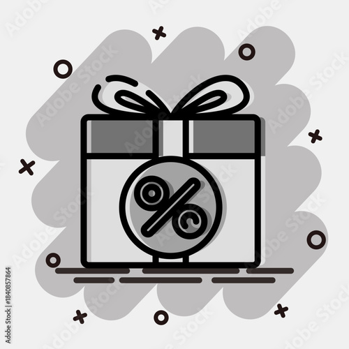 Icon gift. Black Friday Sale elements. Icon in comic style.