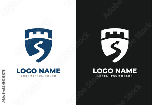 Arrow and shield concept logo design for your branding and identity