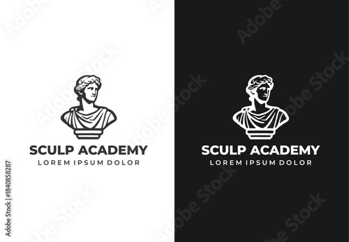 Ancient roman statue concept logo design for your branding and identity