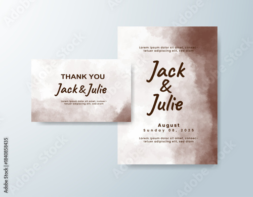 Wedding invitation with abstract splash watercolor