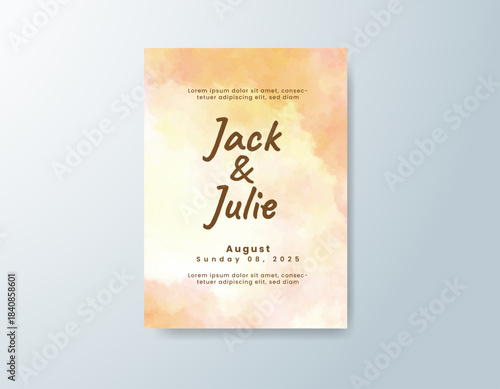 Wedding invitation with abstract splash watercolor