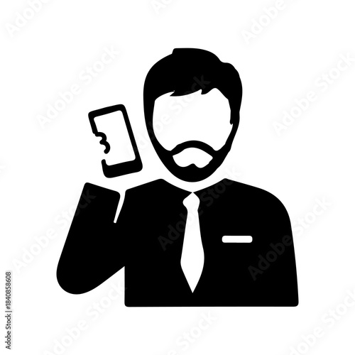 man make a phone call business vector icon illustration