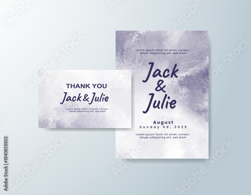 Wedding invitation with abstract splash watercolor