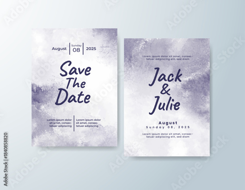 Wedding invitation with abstract splash watercolor